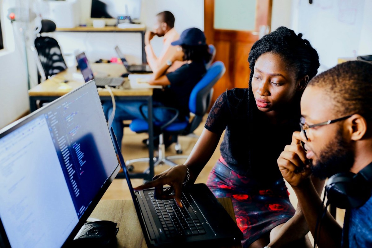 Two engineers pair-programming